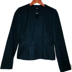 Elie Tahari Navy Blue Career Blazer Jacket Pleats